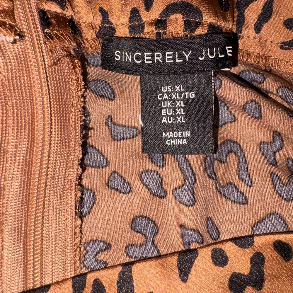 Sincerely Jules Brown Leopard Satin Midi Skirt - Picture 2 of 2